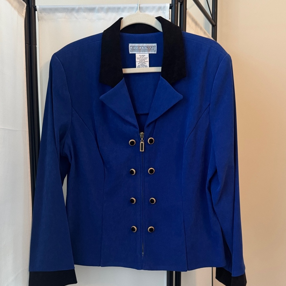 Jessica Howard Royal Blue and Black Blazer